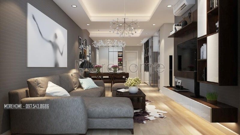 Trang trí nội thất phòng khách chung cư cao cấp theo phong cách hiện đại