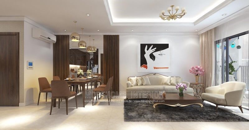 Sang trọng, cuốn hút hơn với mẫu sofa hiện đại bọc da màu kem cho phòng khách nổi bật